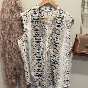 Sleeveless Snake Print Blouse